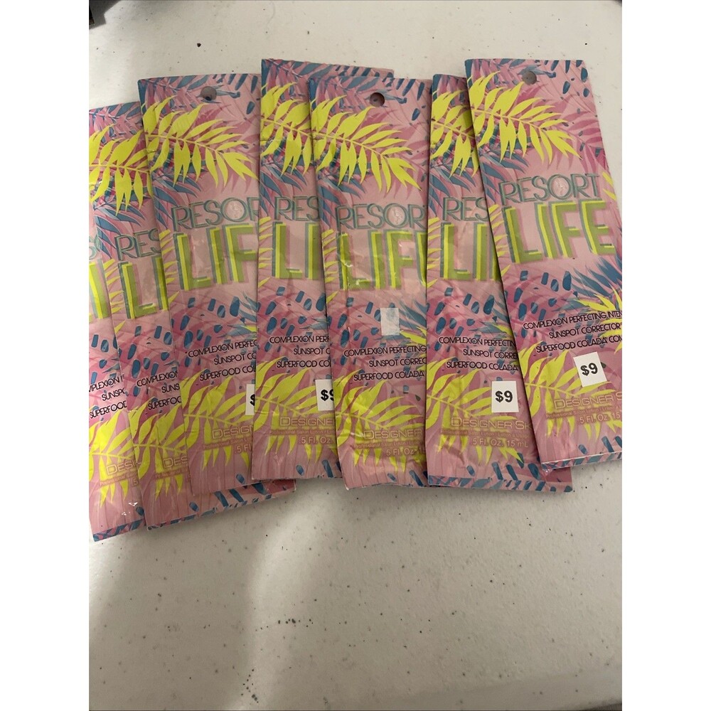 Lot Of 7 Designer Skin Tanning Lotion Packets  Resort life Complexion Sunspots
